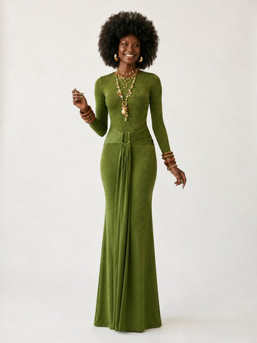 Confident Ruched Knit Maxi Dress