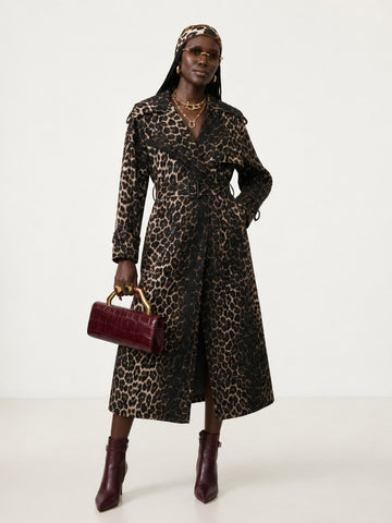 Fierce Leopard Oversized Trench Coat