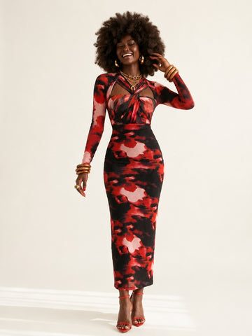 Fierce Tie Dye Bodycon Maxi Dress
