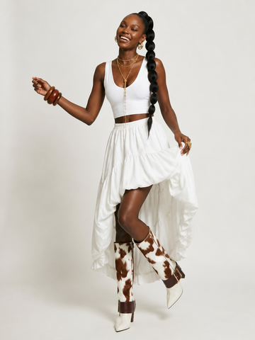 Free Spirit Irregular Hem Midi Skirt