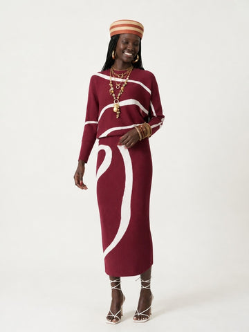 Worthy Pleated Striped Two-Piece Set