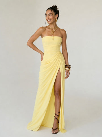 Radiant Pleated Split Maxi Dress
