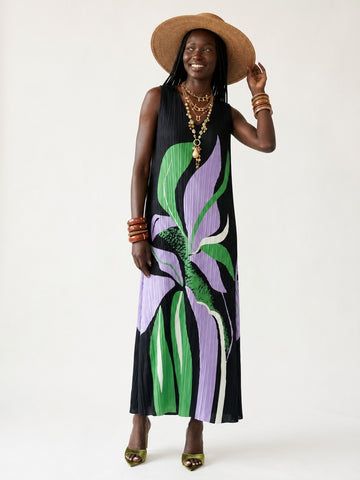 Wanderlust Printed Pleated Maxi Dress