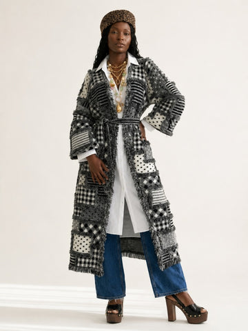 Unique Patchwork Knit Kimono