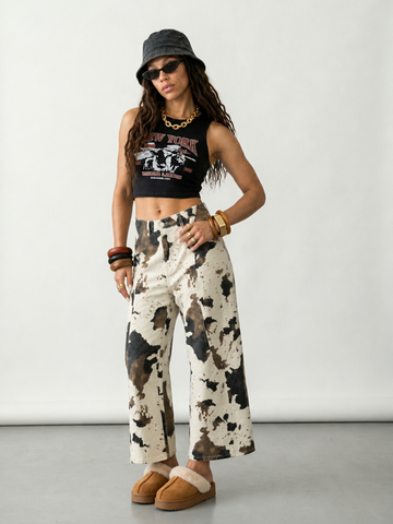 Unique Printed Loose Denim Jeans