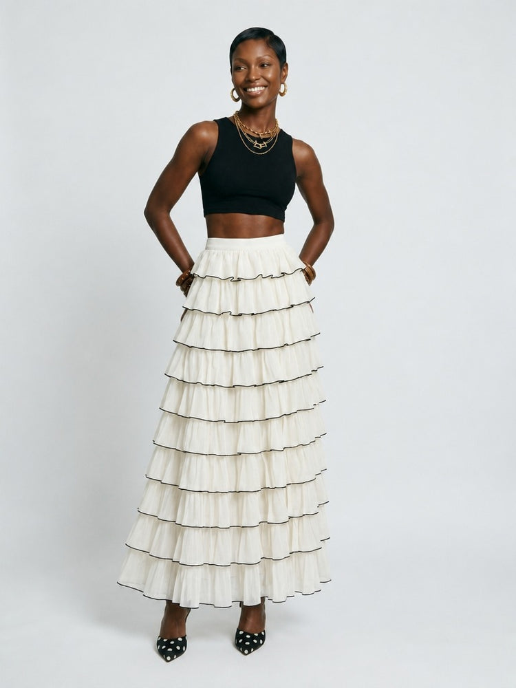 Ethereal Ruffled Tiered Maxi Skirt