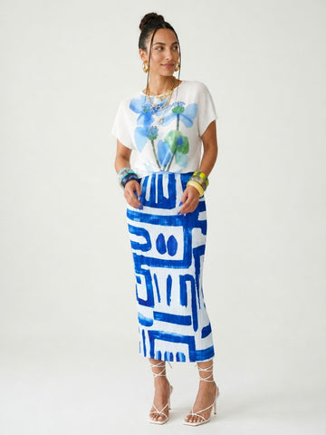 Confident Geometric Pleated Midi Skirt
