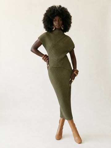 Boundless Irregular Pleated Two-Piece Set