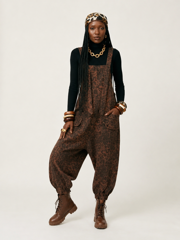 Fierce Leopard Print Overalls
