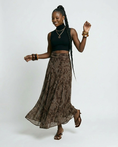Wanderlust Vintage Printed Maxi Skirt
