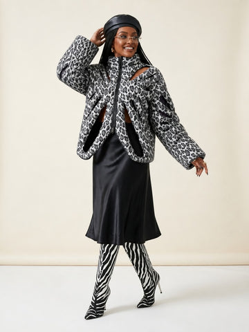 Fierce Leopard Hollow Out Parka