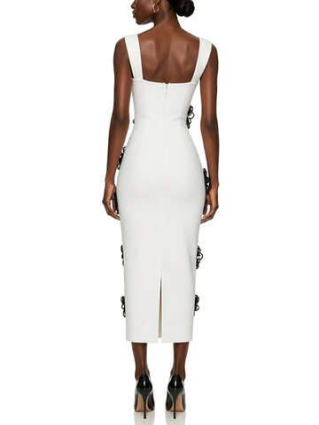 Ivory Rosette Midi Dress