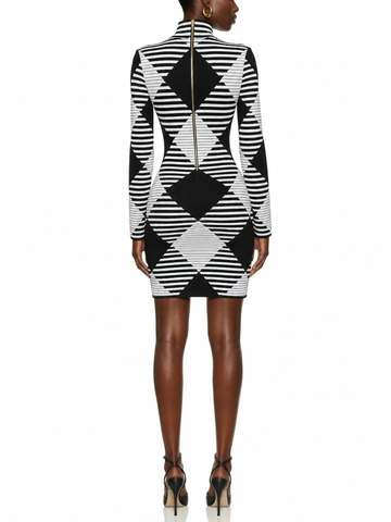 Noir Jacquard Bandage Dress