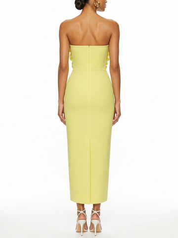 Onyx Ruffle Strapless Gown