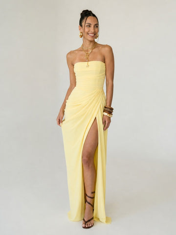 Radiant Pleated Split Maxi Dress