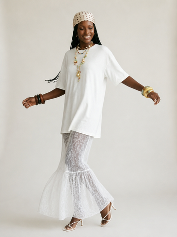Divine Lace Ruffle Maxi Dress