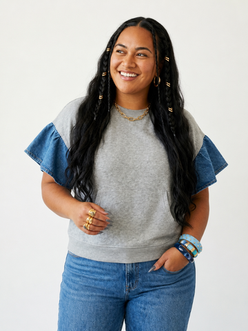 Audacious Denim Ruffle T-Shirt
