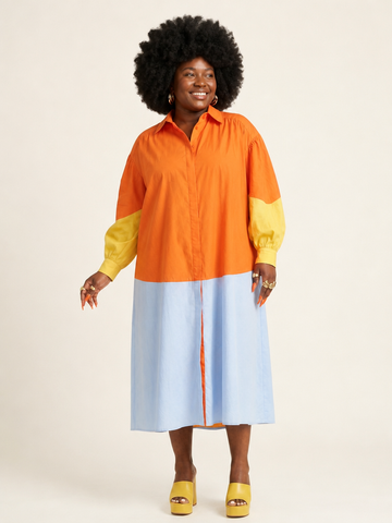 Vibrant Patchwork Loose Maxi Dress