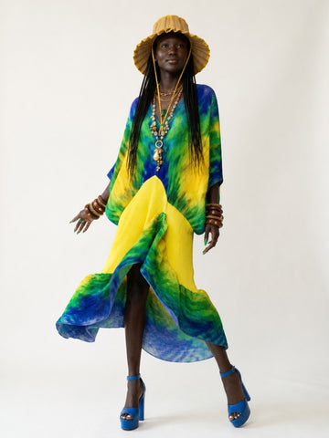 Vibrant Pleated Loose Kaftan
