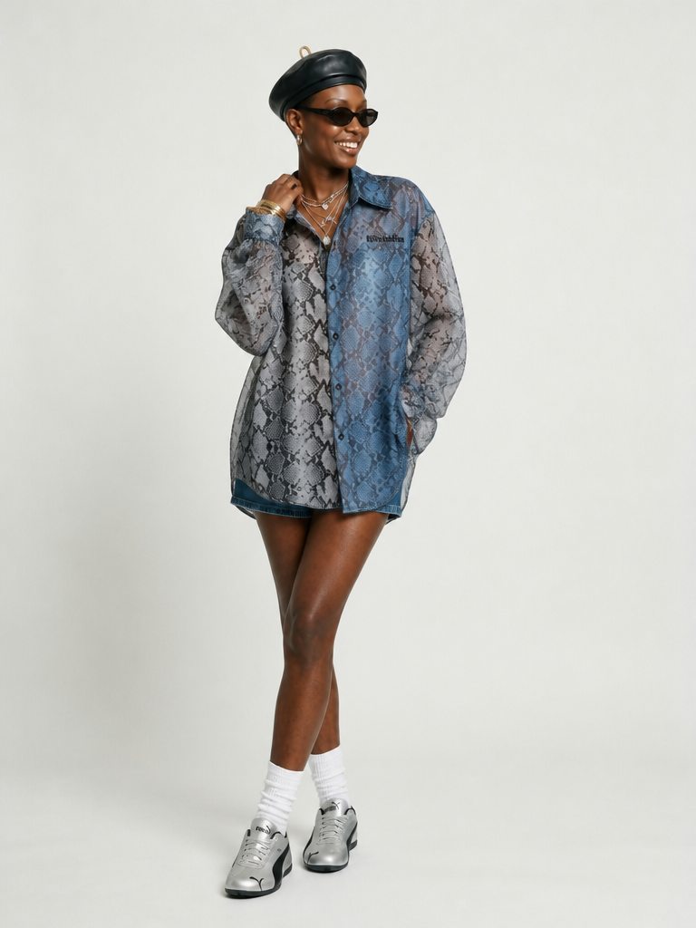 Fierce Snake Print Oversized Shirt