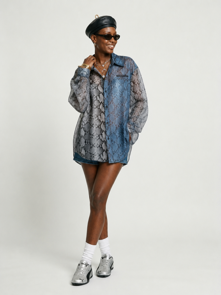 Fierce Snake Print Oversized Shirt
