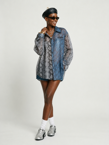 Fierce Snake Print Oversized Shirt