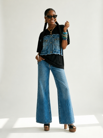 Audacious Patchwork Denim T-Shirt
