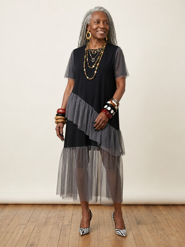 Unique Mesh Spliced Maxi Dress