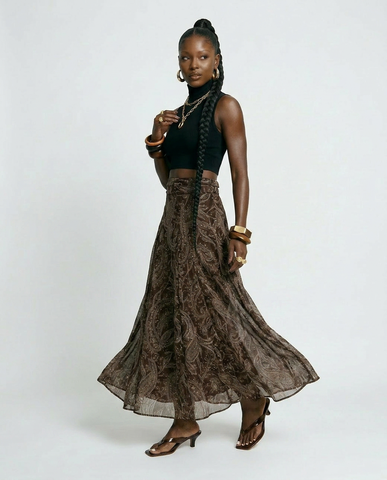 Wanderlust Vintage Printed Maxi Skirt