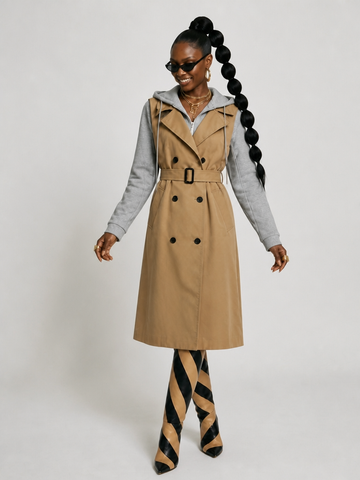 Audacious Hooded Patchwork Trench