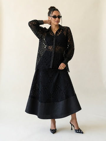 Audacious Black Lace Two-Piece Set