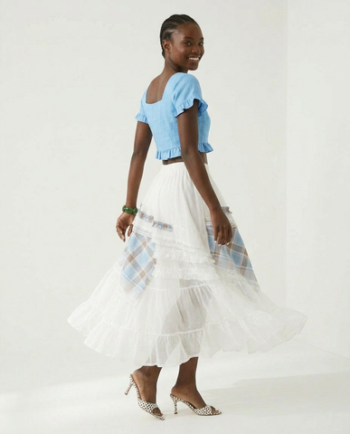 Sovereign Plaid Patchwork Maxi Skirt