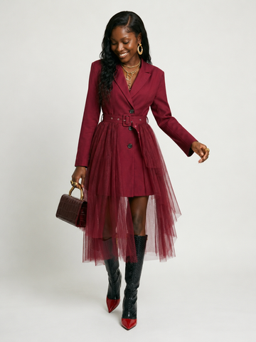 Bold Mesh Midi Blazer