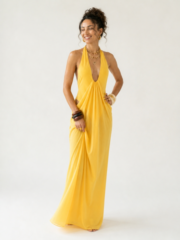 Confident Halter Cutout Maxi Dress