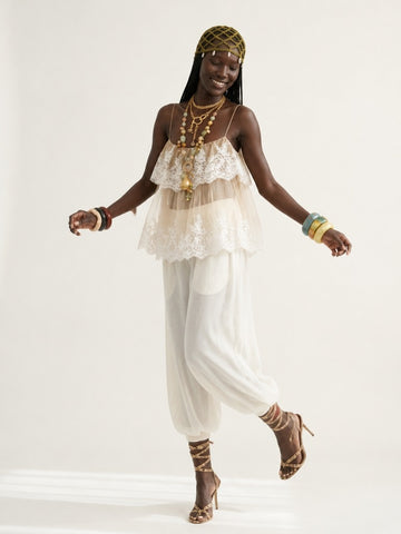 Ethereal Lace Ruffle Camisole