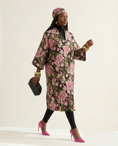 Vibrant Embroidered Floral Trench Coat