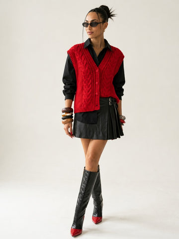 Grounded Cable Knit Waistcoat