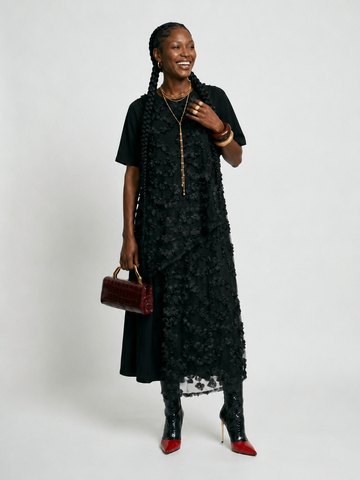 Audacious Black Mesh Skirt Set