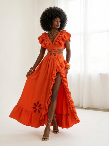 Radiant Ruffled Cutout Maxi Dress