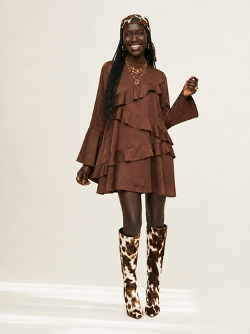Graceful Satin Ruffles Mini Dress