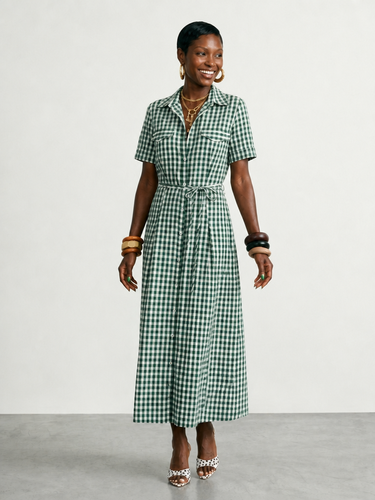 Limitless Plaid Midi Shirt Dress