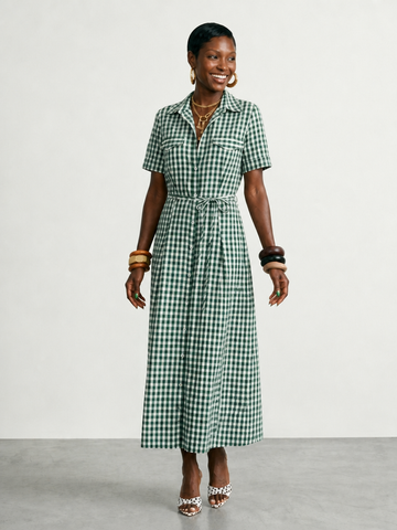 Limitless Plaid Midi Shirt Dress