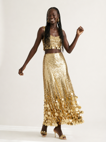 Luminous Gold Sequin Maxi Skirt