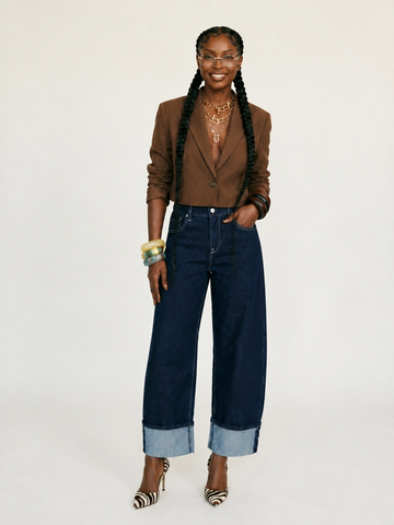 Free Spirit Cuffed Barrel Denim Jeans