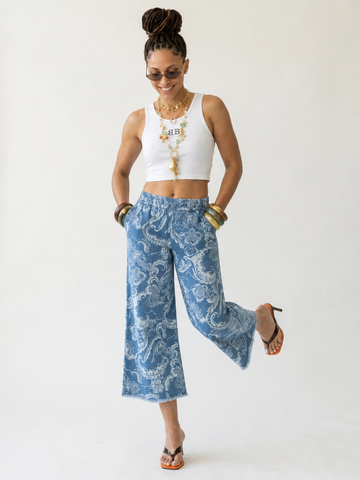 Wanderlust Floral Washed Wide-Leg Pants