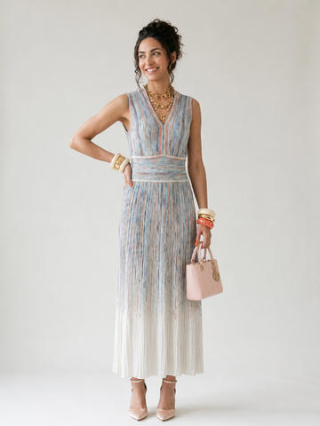 Radiant Striped Knit Midi Dress