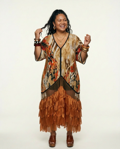 Radiant Pleated Ruffle Maxi Kaftan