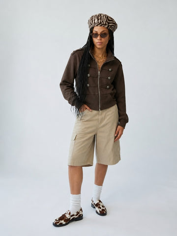 Audacious Cropped Epaulet Jacket