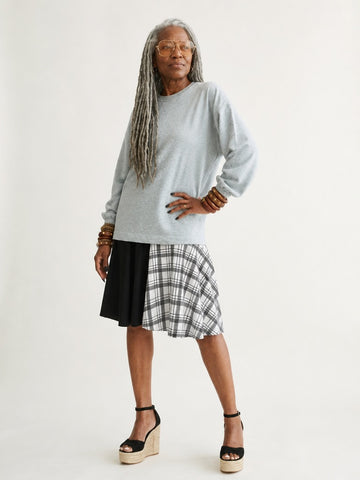 Grounded Plaid Spliced Sweatshirt Dress