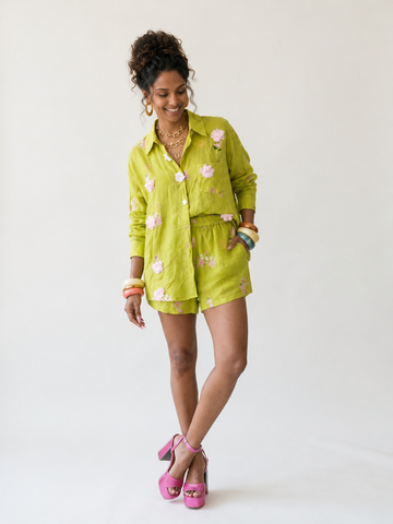 Vibrant Embroidered Loose Two-Piece Skirt Set